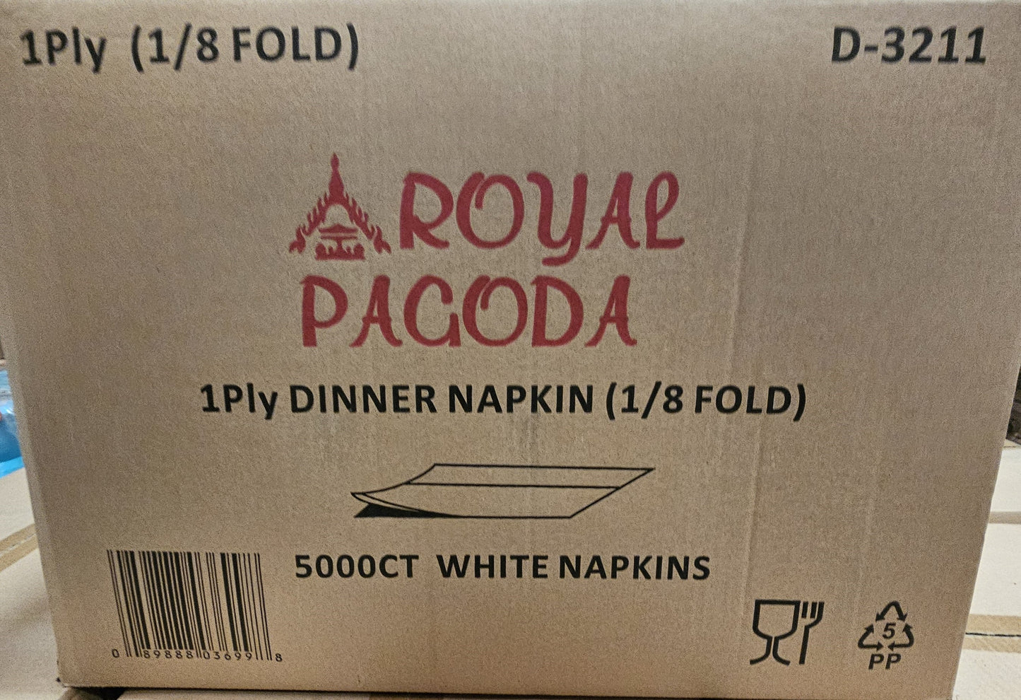 NAPKIN WHITE 1PLY 1/8FOLD - ROYAL PAGODA