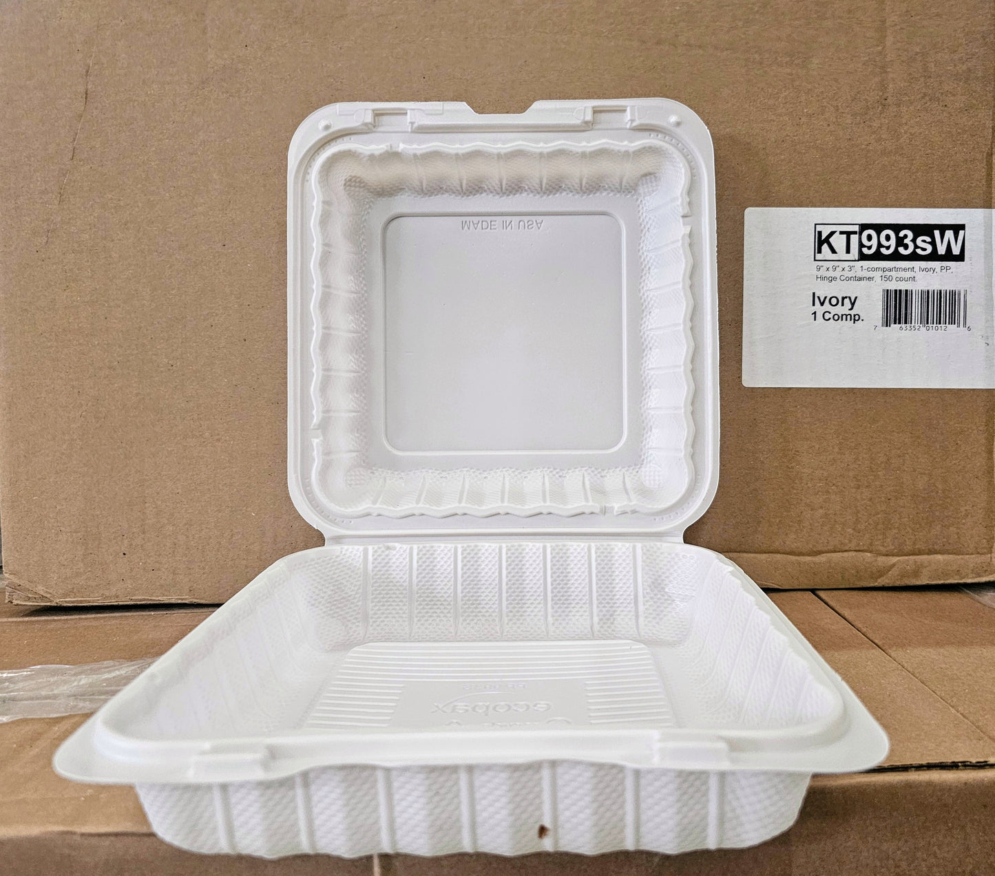 CLAMSHELL 1 COMPARTMENT WHITE 9" KT0993SW