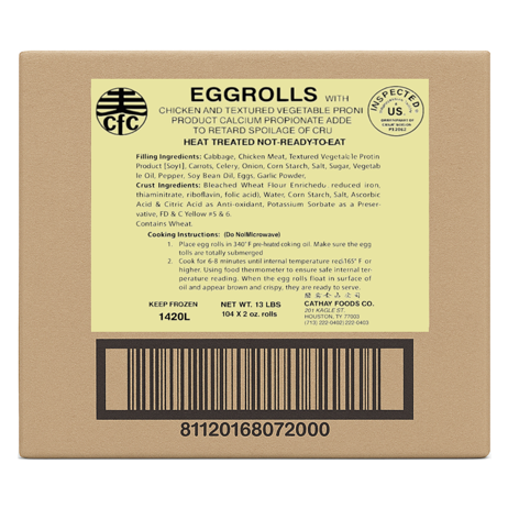 EGG ROLL CHICKEN 2OZ - CATHAY FOODS