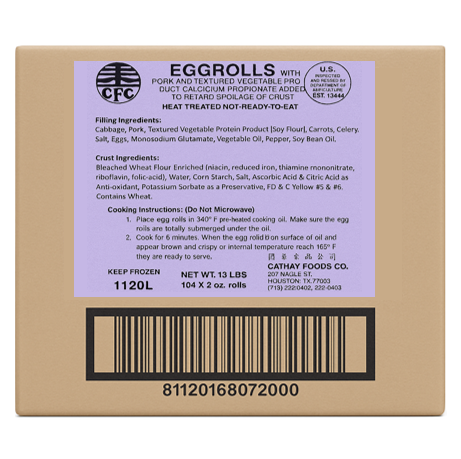 EGG ROLL PORK 2OZ - CATHAY FOODS