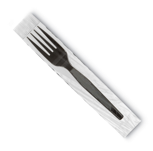 PLASTIC FORK WRAPPED BLACK HD - J&B