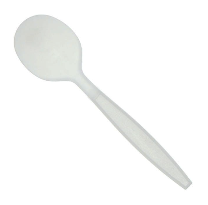 PLASTIC SOUP SPOONS WHITE - ROYAL PAGODA