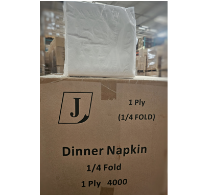 NAPKIN DINNER WHITE 1PLY 1/4FOLD - J&B