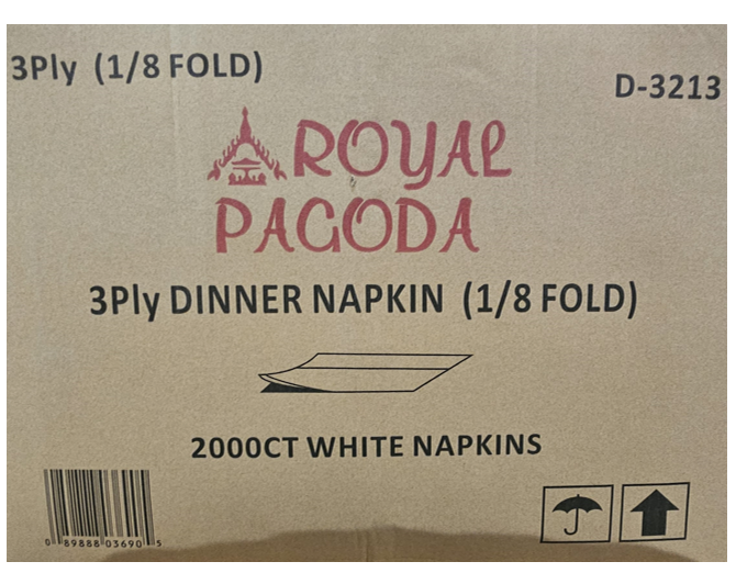 NAPKIN WHITE 3PLY 1/8FOLD - ROYAL PAGODA