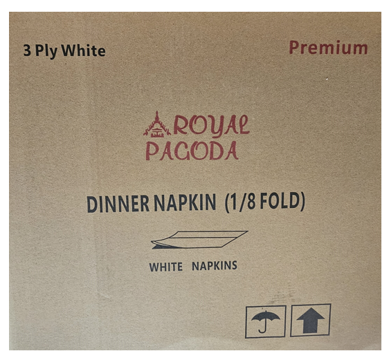 NAPKIN WHITE 3PLY 1/8FOLD PREMIUM - ROYAL PAGODA