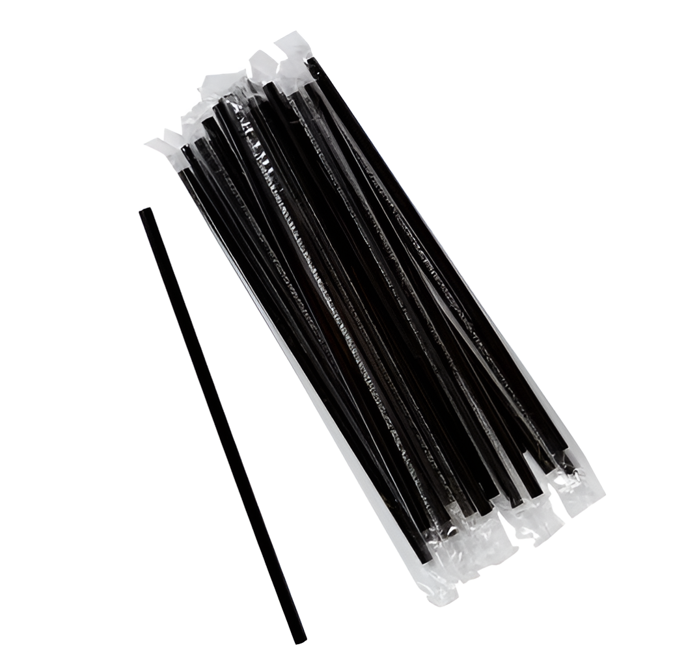 STRAW WRAPPED BLACK JUMBO 7 3/4"