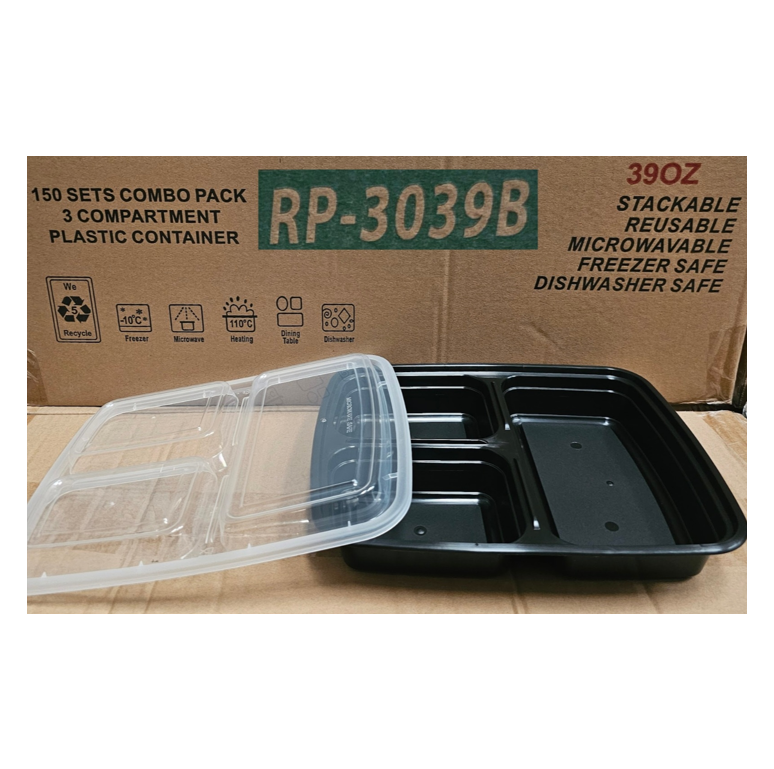 RECT. CONTAINER MICRO 39OZ 3 COMPARTMENTS RP-3039B