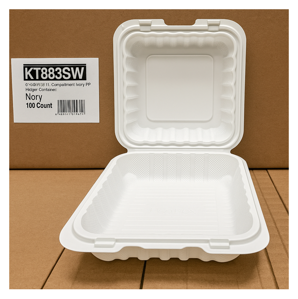 CLAMSHELL 1 COMPARTMENT WHITE 8" KT0883SW