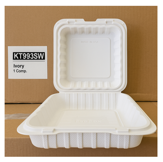 CLAMSHELL 1 COMPARTMENT WHITE 9" KT0993SW