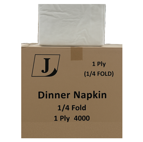 NAPKIN DINNER WHITE 1PLY 1/4FOLD - J&B