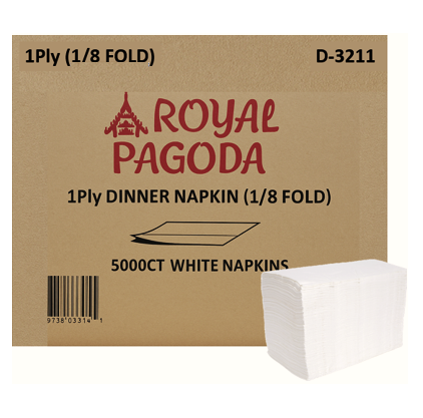 NAPKIN WHITE 1PLY 1/8FOLD - ROYAL PAGODA
