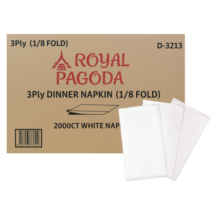 NAPKIN WHITE 3PLY 1/8FOLD - ROYAL PAGODA