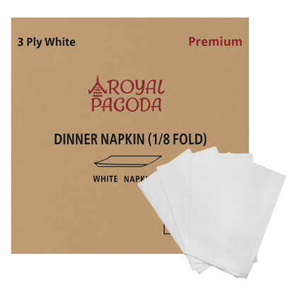 NAPKIN WHITE 3PLY 1/8FOLD PREMIUM - ROYAL PAGODA
