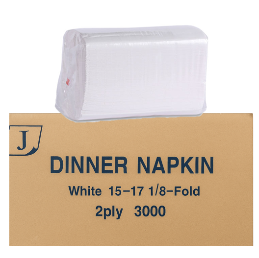 NAPKIN DINNER WHITE 2PLY 1/8FOLD - J&B