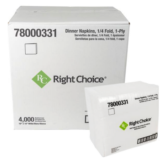 NAPKIN WHITE 1PLY 1/4FOLD - RIGHT CHOICE